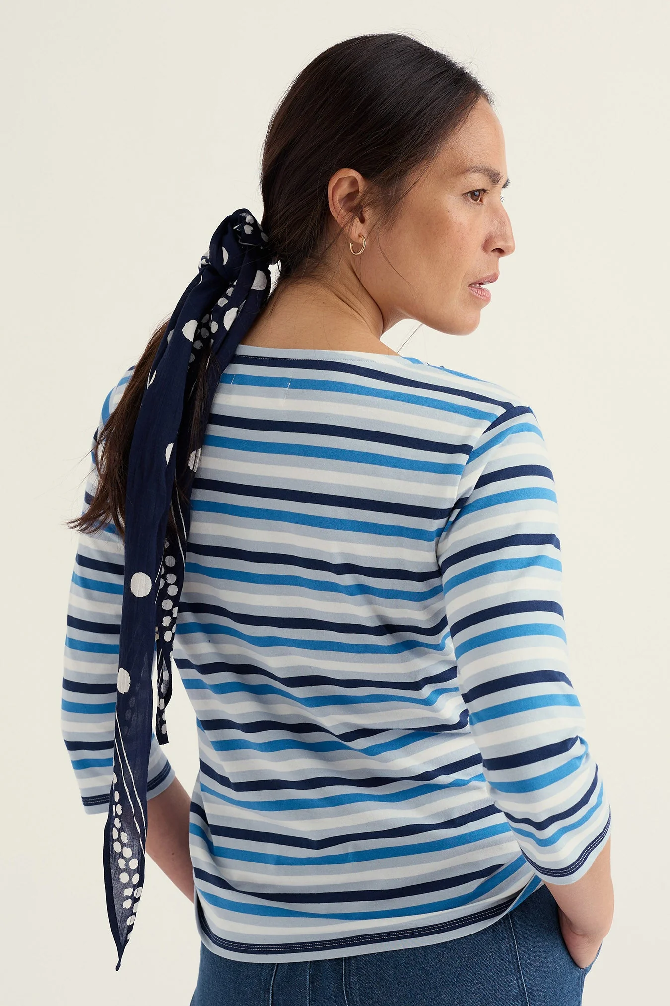 Sailor Organic Cotton Jersey Top - Tri Mini Cornish Blue Fog - Image 3
